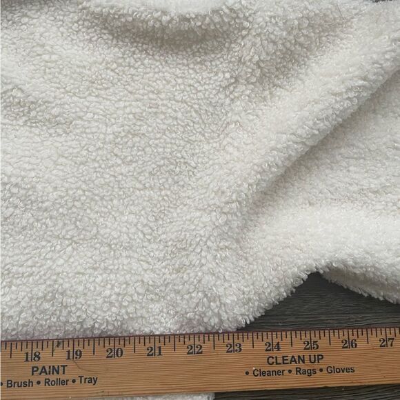 Fabletics Malia Cropped Polar Fleece Pullover Sweatshirt Tan Cream Teddy size L - Picture 5 of 6